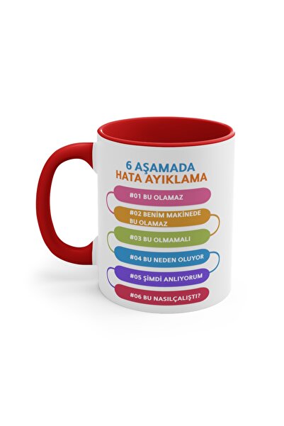yüksel34 Yazılım Mühendisine Özel Kupa Bardak , 6 Aşamada Hata Ayıklama Temal...