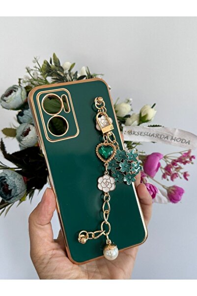 Aksesuarda Moda Redmi Note 11 E Uyumlu Çiçekli Taşlı İncili El Geçmeli Lazer ...