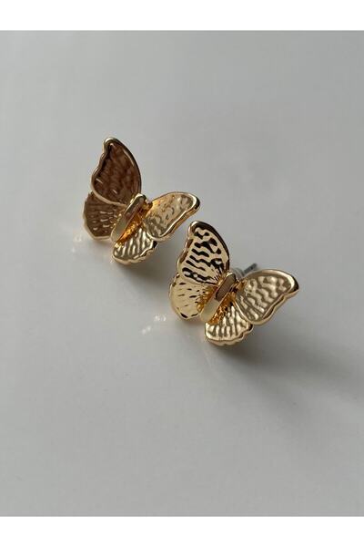 Lavian Accessories Kelebek Figürlü Gold Renk Küpe