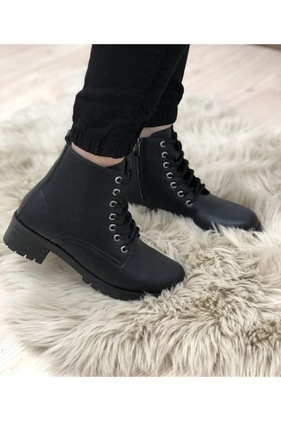 HKM shoes Αντιολισθητική σόλα με κορδόνια στον αστράγαλο Μπότες με φερμουάρ κοντό μέγεθος Μοντέρνες κομψές γυναικείες καθημερινές χειμερινές μπότες