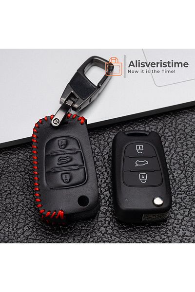 Alisveristime (Hyundai Elantra i20, i30 ix20 ix25 ix35 Compatible) Leather Key Case