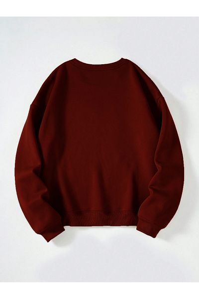 Ginevra Φούτερ Unisex Crew Neck Goma And Peach με στάμπα Oversize Loose Cut Fleece φούτερ