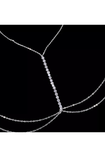 Classy Zirkon Taşlı Vücut Aksesuarı, Vücut Takısı; Su Yolu, Taşlı Vücut Zinciri (Beden Ayarlama İmkanıyla)