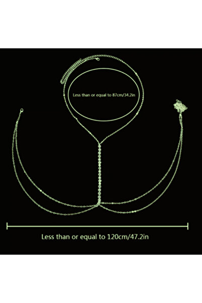 Classy Zirkon Taşlı Vücut Aksesuarı, Vücut Takısı; Su Yolu, Taşlı Vücut Zinciri (Beden Ayarlama İmkanıyla)