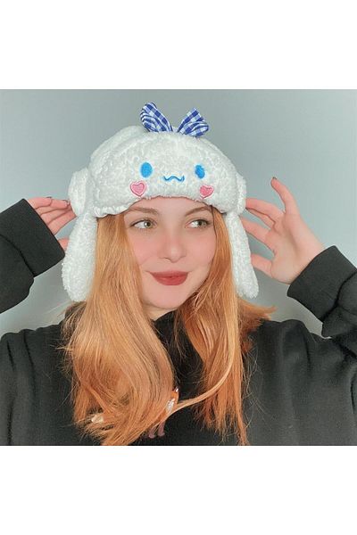Halis Ticaret Plush Hat Anime White Cinnamonroll