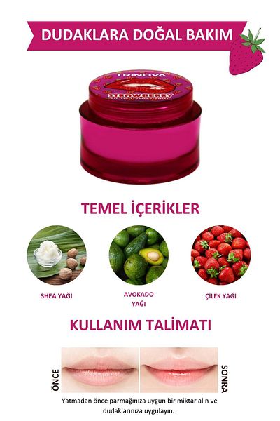 Trinova Strawberry Flavor Lip Protector Sleep Care Mask Balm 15ml