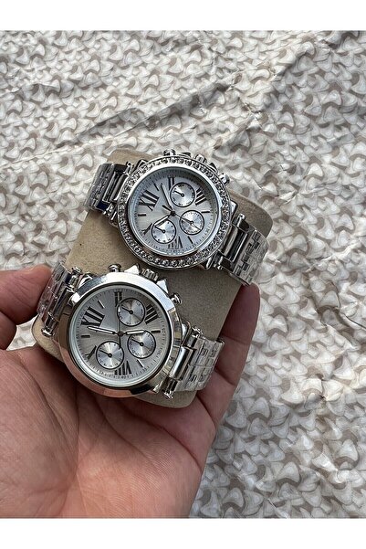 ÇENÇEN Taş Işlemeli Gümüş Kasa Kadın-erkek Cift Kol Saati