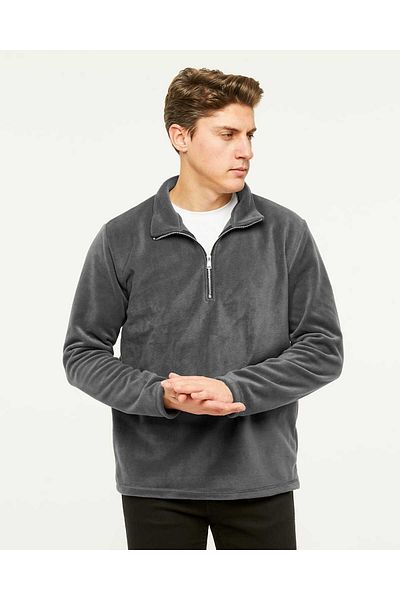 VEGA PORT Φούτερ Γκρι Fleece Ημιμεταλλικό φερμουάρ Standard Fit Normal Cut