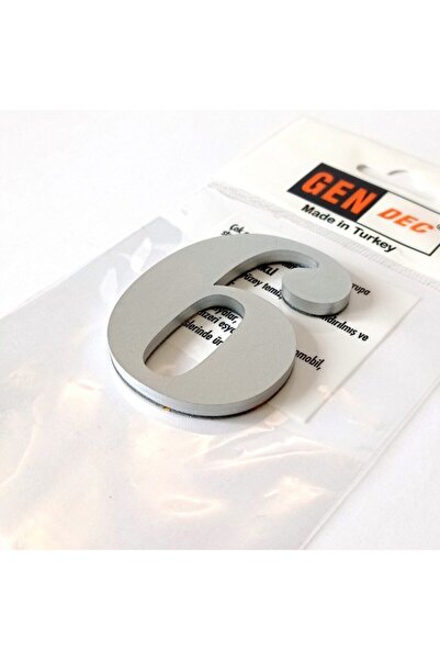 7 Cm No=6 Adhesive Metallic Grey Door Number