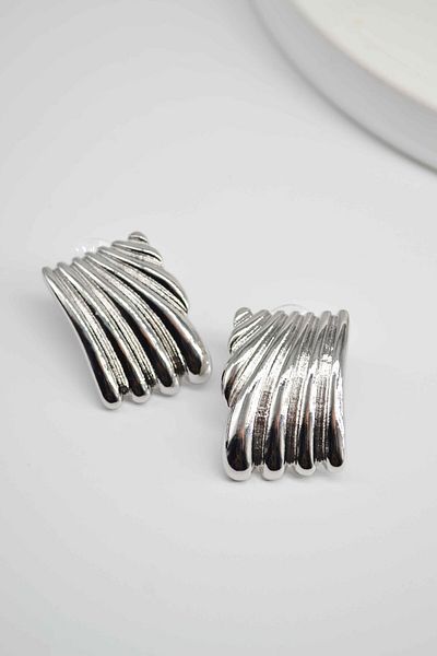 Dia Collet Steel Silver Color Brand Model Earrings