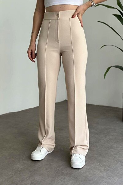 lady special Παντελόνι Palazzo Lycra με μπροστινή ρίγα