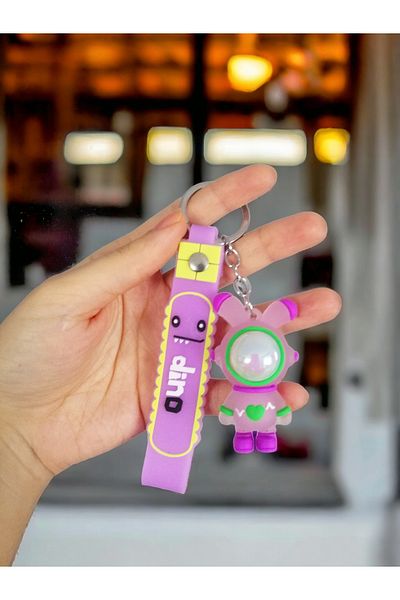 Dino Colorful Lighted Astronaut Keychain Purple