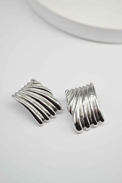 Dia Collet Steel Silver Color Brand Model Earrings
