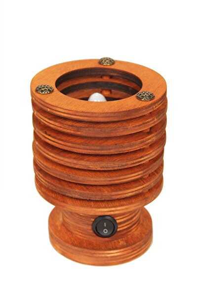 Genel Markalar Kahverengi Ahşap Rustik Masa Lambası, Yatak Odası ve Konsül Üs...