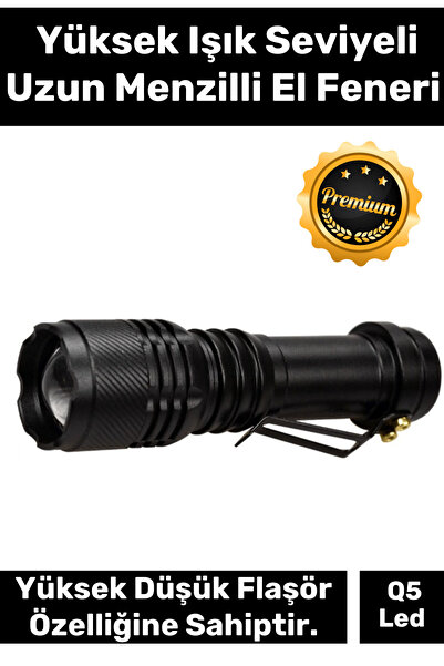 Carlburn Premium Q5 Led Yüksek Işık Seviyesi Pilli Kamp Balık Dağcılık Uzun M...