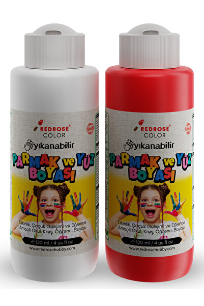 Red Rose Kırmızı-beyaz Fanatik Taraftar Türkiye Yüz Boyası 2'li Set 2x120ml Y...