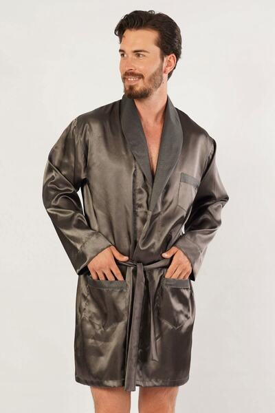 C&City Ανδρικό Σατέν Ρόμπα - Καπνιστό Χρώμα