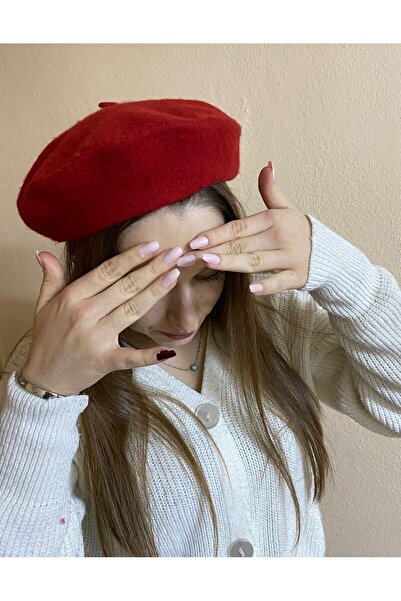 sema aksesuar Dark Red French Painter Beret - Hat - Valentine's Gift