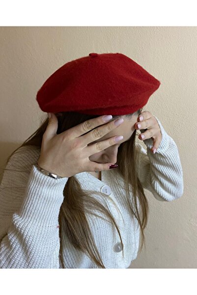 sema aksesuar Dark Red French Painter Beret - Hat - Valentine's Gift