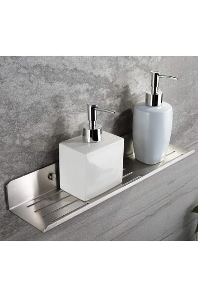 DELTAHOME Paslanmaz Çelik 40 cm Banyo Rafı Düzenleyici - Vidalı Sistem - Inox - Model: Frankfurt