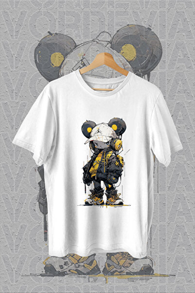 Vordevia Cool Panda Štampano Bela Oversize kroj T-shirt