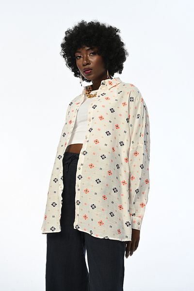 Orfeo Negro Cămașă OVERSIZE de damă CULOARE CREM
