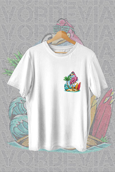 Vordevia Flamingo Štampano Beli Oversize kroj T-shirt