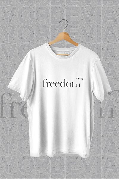 Vordevia Tricou supradimensionat alb cu Freedom Written