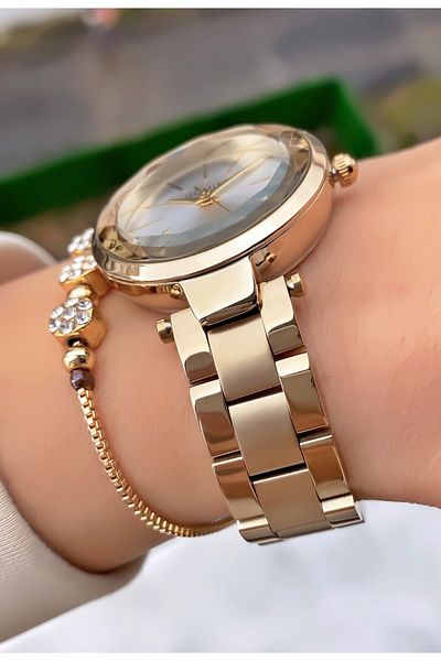 Homies Brand Gold Color Cutout Glass New Season Women's Wristwatch