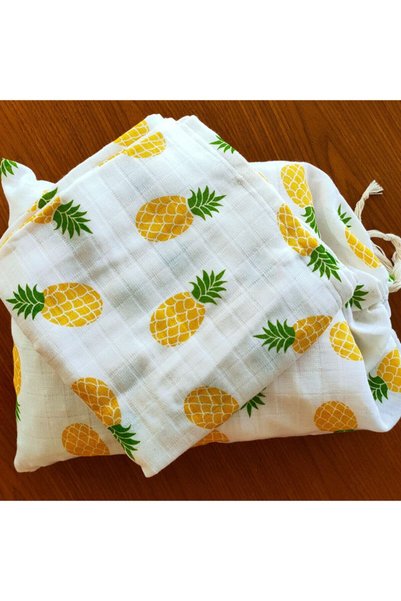 TırtılPitiPiti Yellow Pineapples Summer Series Muslin Set 6 Pieces 100% Cotton