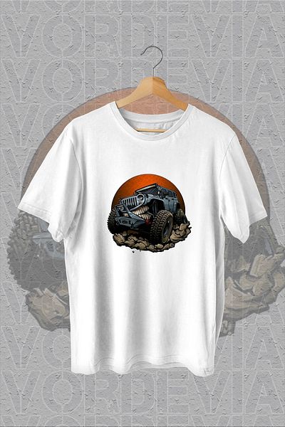 Vordevia Tricou supradimensionat alb cu imprimeu OffRoad