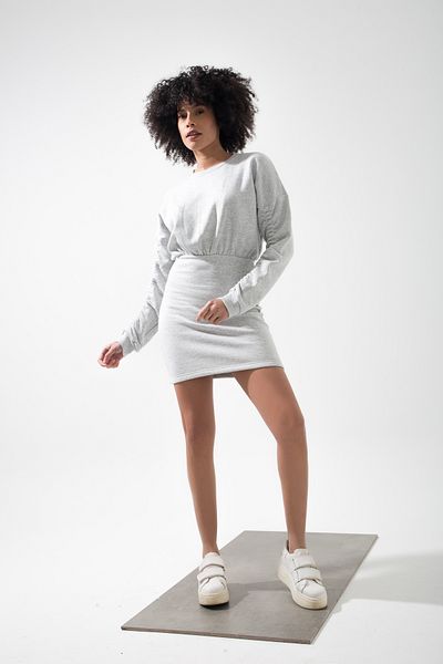 MuuBs Maya Sleeve Rubber Detailed 3 Thread Raised Waist Elastic Sweat Dress