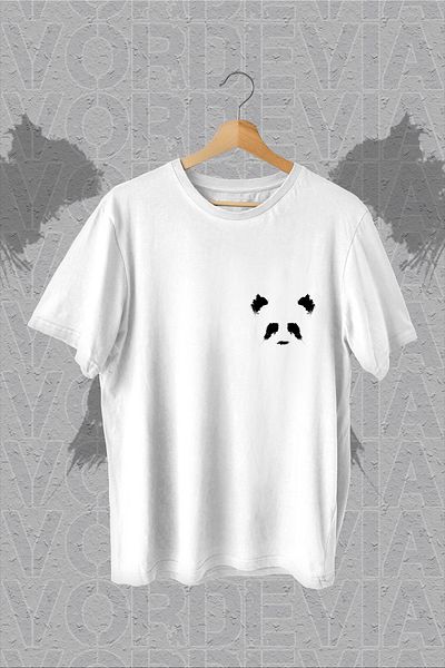 Vordevia Μίνιμαλ Panda εμπριμέ λευκό μπλουζάκι Oversize