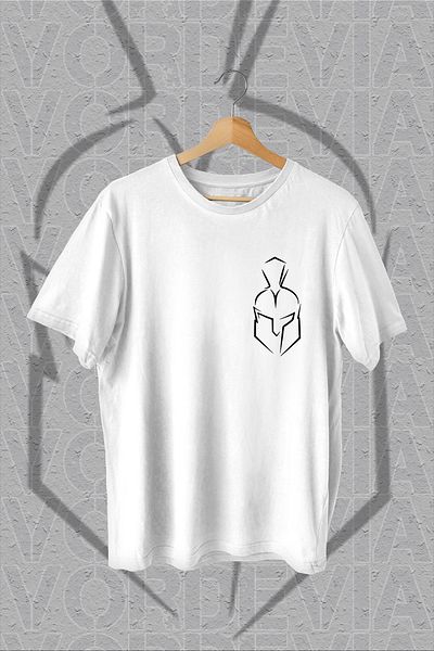 Vordevia Tricou supradimensionat alb cu imprimeu Minimal Helm
