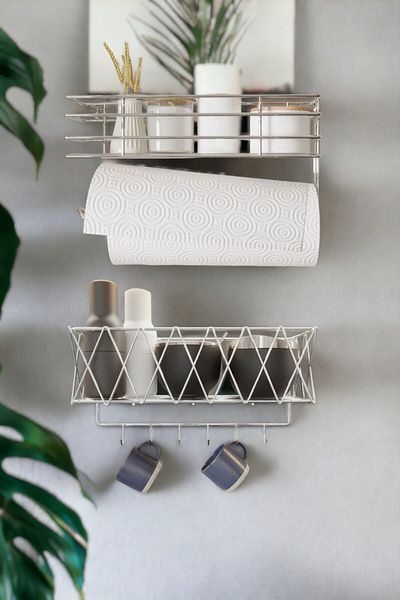 boz concept home Kitchen Shelf Luxury Spice Rack Paper Towel Holder Cup Holder Basket Shelf Decorative Organizer Basket Napkin Holder