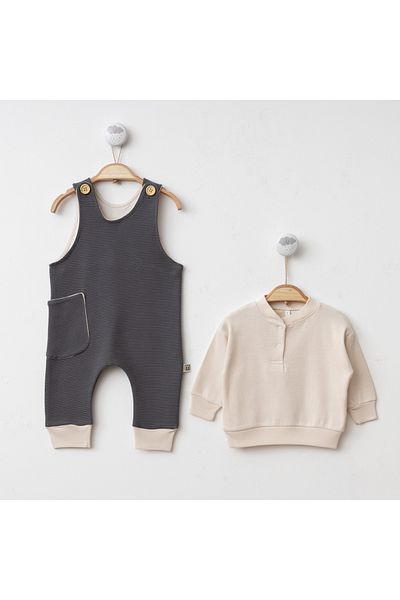 Minimus Newborn Baby Girl and Boy Cotton Salopet and Sweatshirt 2-Piece Unisex Style Newborn Baby Set
