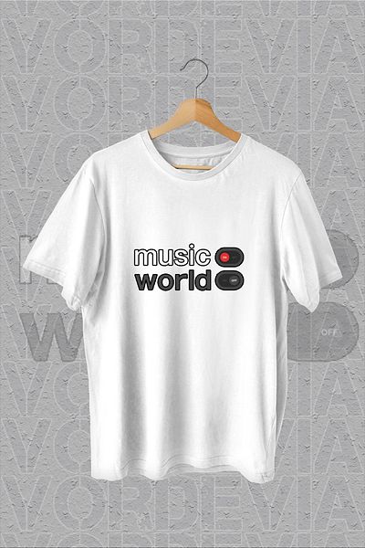 Vordevia Tricou supradimensionat alb cu imprimeu Music On World Off