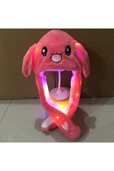 Wanderlust Yeni Sezon Çocuk ve Yetişkin için Sevimli Hareketli Tavşan Kulaklık 3 Mod Led Işıklı Peluş Bere