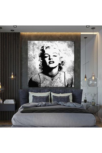 SML TABLO Διακοσμητικό τετράγωνο καμβά Marilyn Monroe Black White Art Nostalgia
