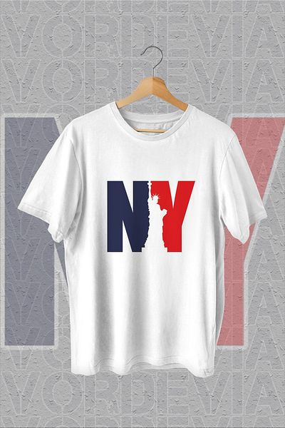 Vordevia Tricou supradimensionat alb cu imprimeu New York City