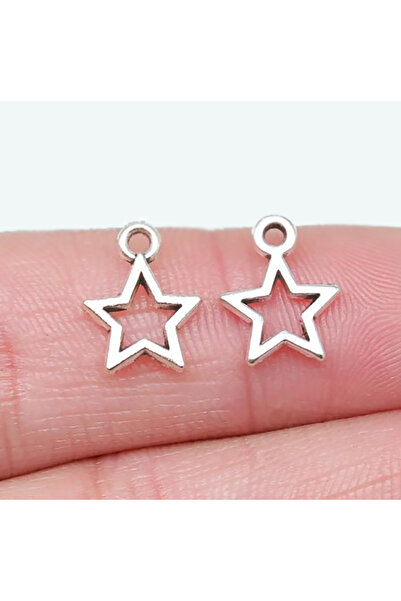 Selderesi 100 Adet Yıldız Motif Gümüş Kaplama Metal Tesbih Püskül Ucu Sallant...