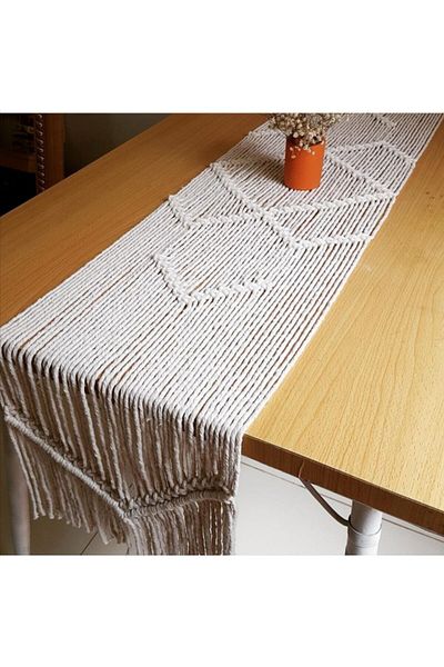 Foksan Deri Macrame Tablecloth American Service Supla Runner
