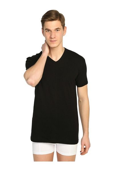 Tutku Ανδρικό εσώρουχο Rib V-Neck - Συσκευασία 12 - Μαύρο