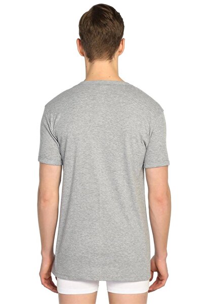 Tutku Men's Ribbed V-Neck Undershirt - Pack of 10 - Gray
