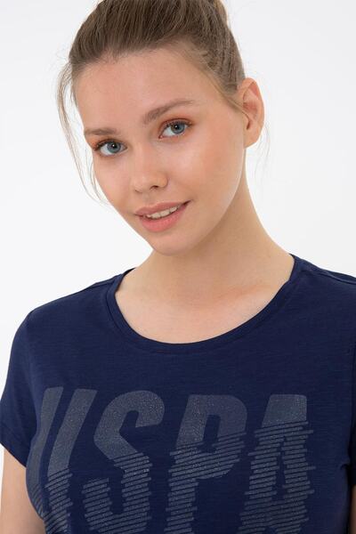 U.S. Polo Assn. Tricou cu imprimeu albastru bleumarin pentru femei
