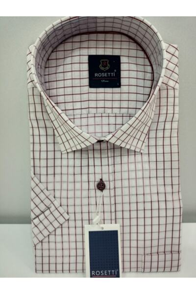 ROSETTİ Cămașă clasică albă cu mânecă scurtă pentru bărbați, cu buzunar