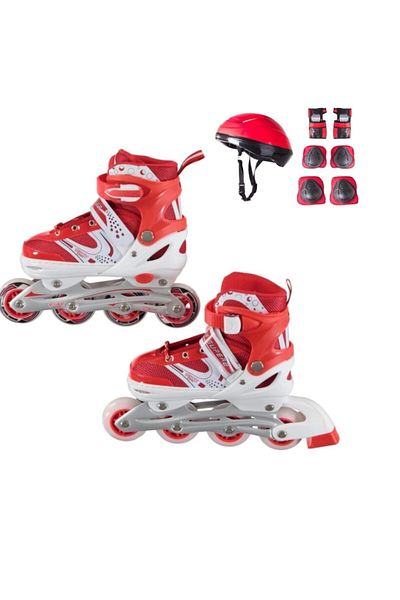clasty Red Roller Skates - Set with Bag, Light, Helmet Knee Pad and Elbow, Safe and Enlarge as Grow