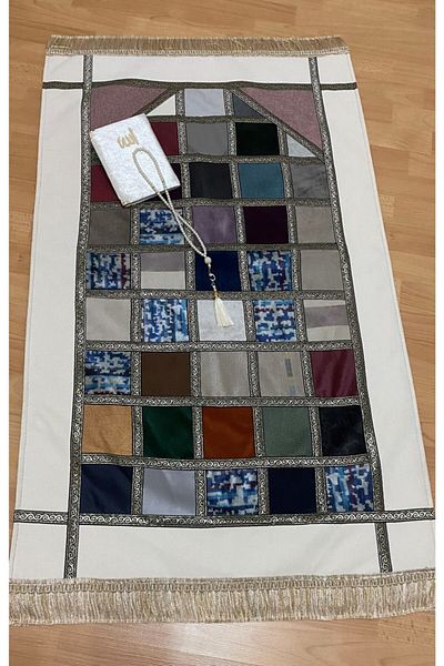 AYHANHOME Patchwork Patchwork Velvet 3-Piece Gift Dowry Bundle Prayer Rug Set