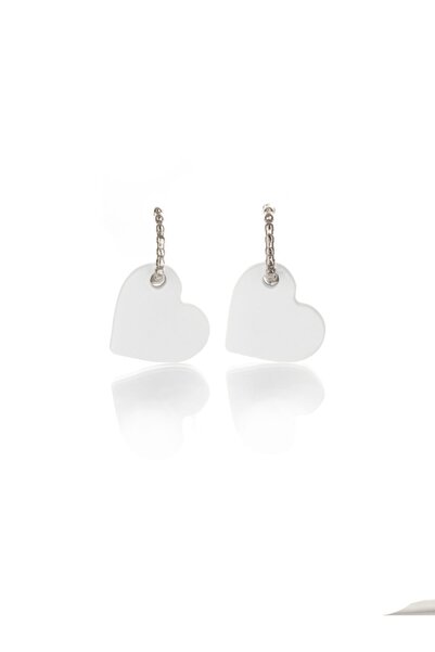 Leerybee ماتي اللون الأبيض أقراط القلب مضاد الأرجية