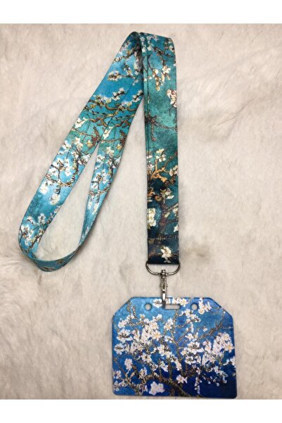 Hediyebum Van Gogh Boyun Askısı Ve Yeşil Çiçekli Yan Kartlık